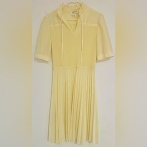 NOS NWOT Vintage M.C.S. Ltd. New York Soft Yellow Pleated Secretary Dress SZ 14